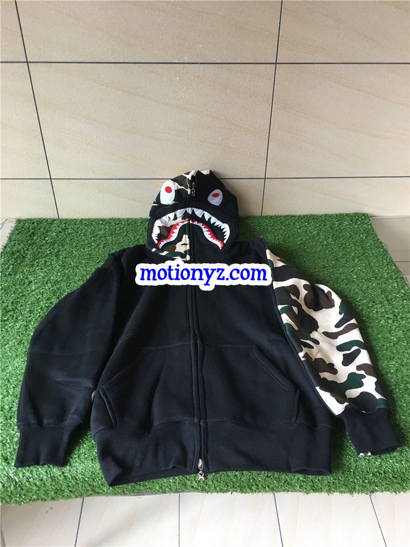 Bape Shark Hoodies Camo Black